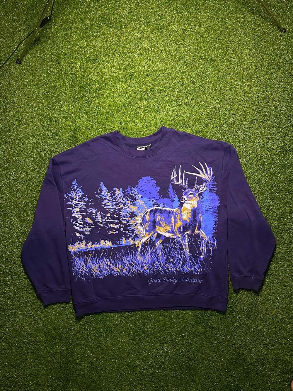 Mad Engine Smokey Mountains Deer AOP Crewneck Sweatshirt.